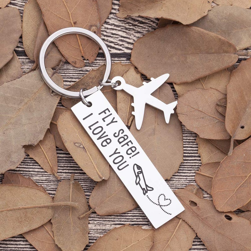 Fleure Esme Valentines Gifts for Him Pilot Gifts Fly Safe Keychain for Dad Boyfriend Husband Flight Staff Airline Worker Attendant for Men Women Long Distance Travel Gift Birthday Anniversary for Him - Image 5